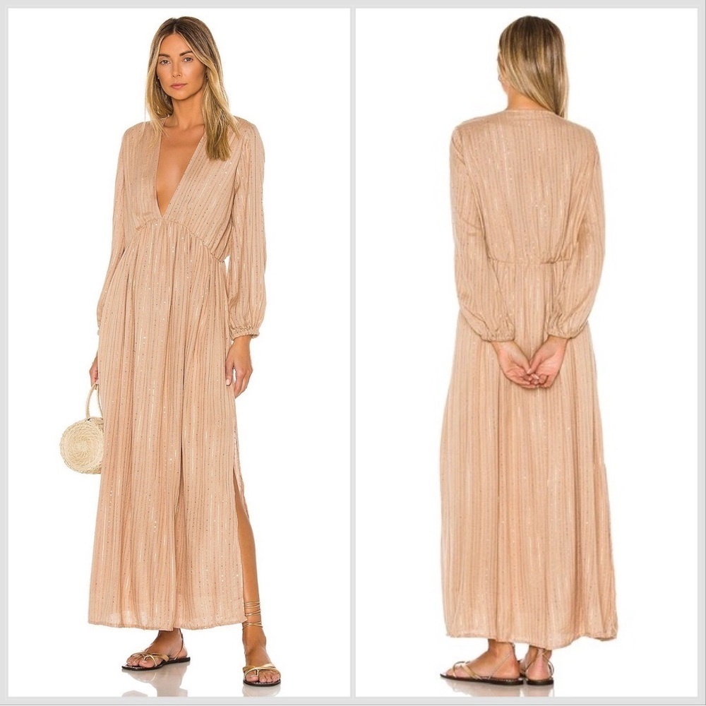 Sundress Kaftan Chicago Long Bling Maxi Dress in Roma Cafe Au Lait Size …